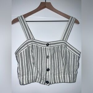 FREE PEOPLE black & cream stripe buttoned crop top. Size small.